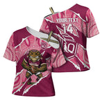 QLD Maroons Rugby Custom Cross Shoulder Shirt Go Cane Toads Sporty Aboriginal Art