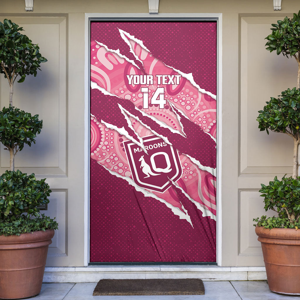 QLD Maroons Rugby Custom Door Cover Go Cane Toads Sporty Aboriginal Art