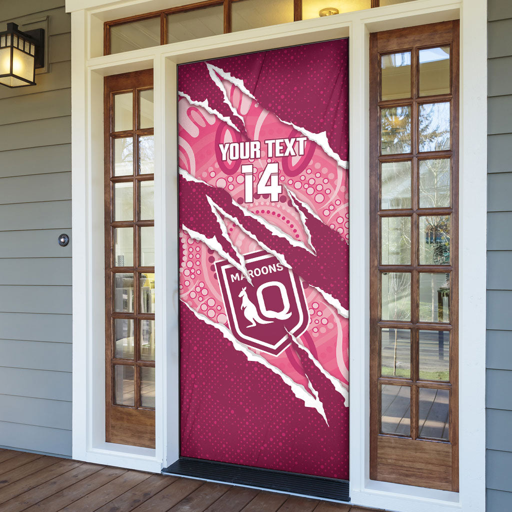 QLD Maroons Rugby Custom Door Cover Go Cane Toads Sporty Aboriginal Art