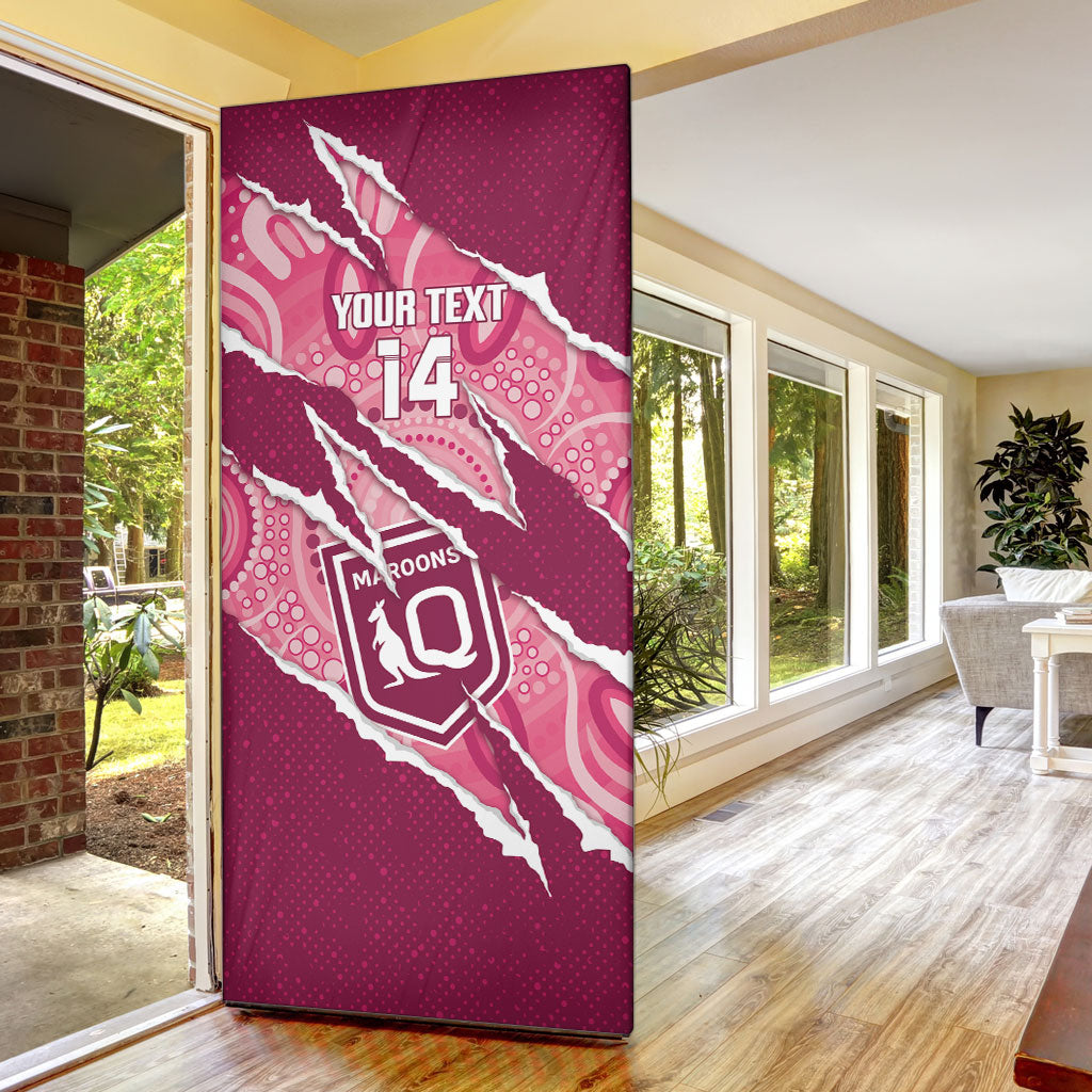QLD Maroons Rugby Custom Door Cover Go Cane Toads Sporty Aboriginal Art