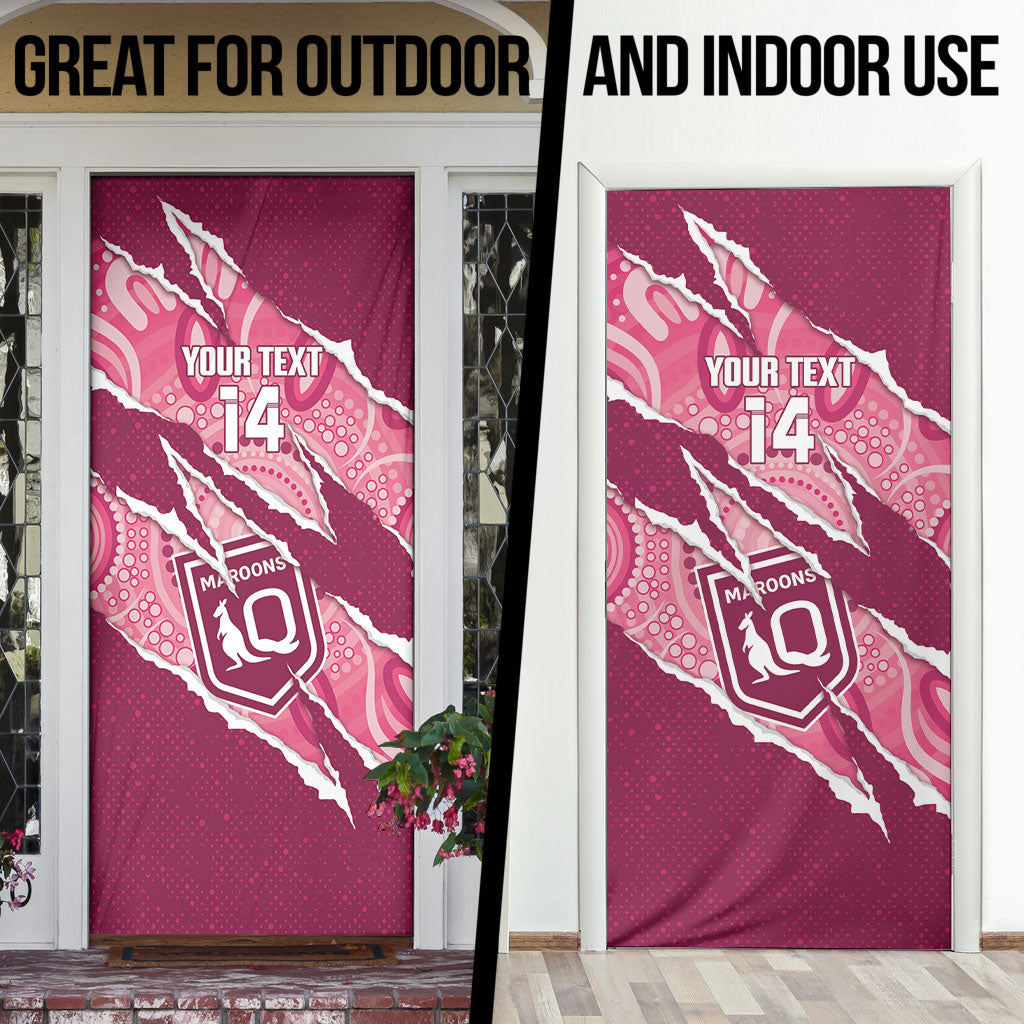 QLD Maroons Rugby Custom Door Cover Go Cane Toads Sporty Aboriginal Art