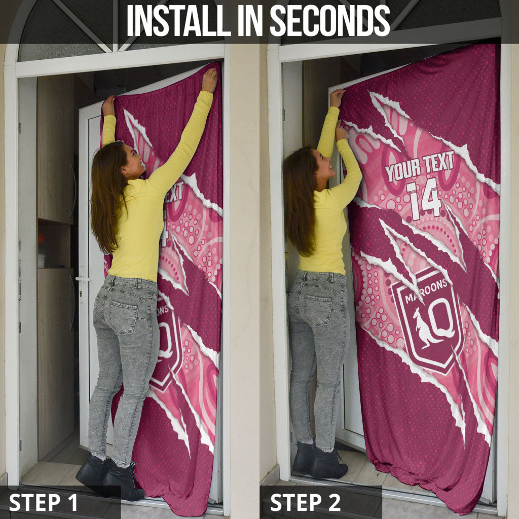 QLD Maroons Rugby Custom Door Cover Go Cane Toads Sporty Aboriginal Art