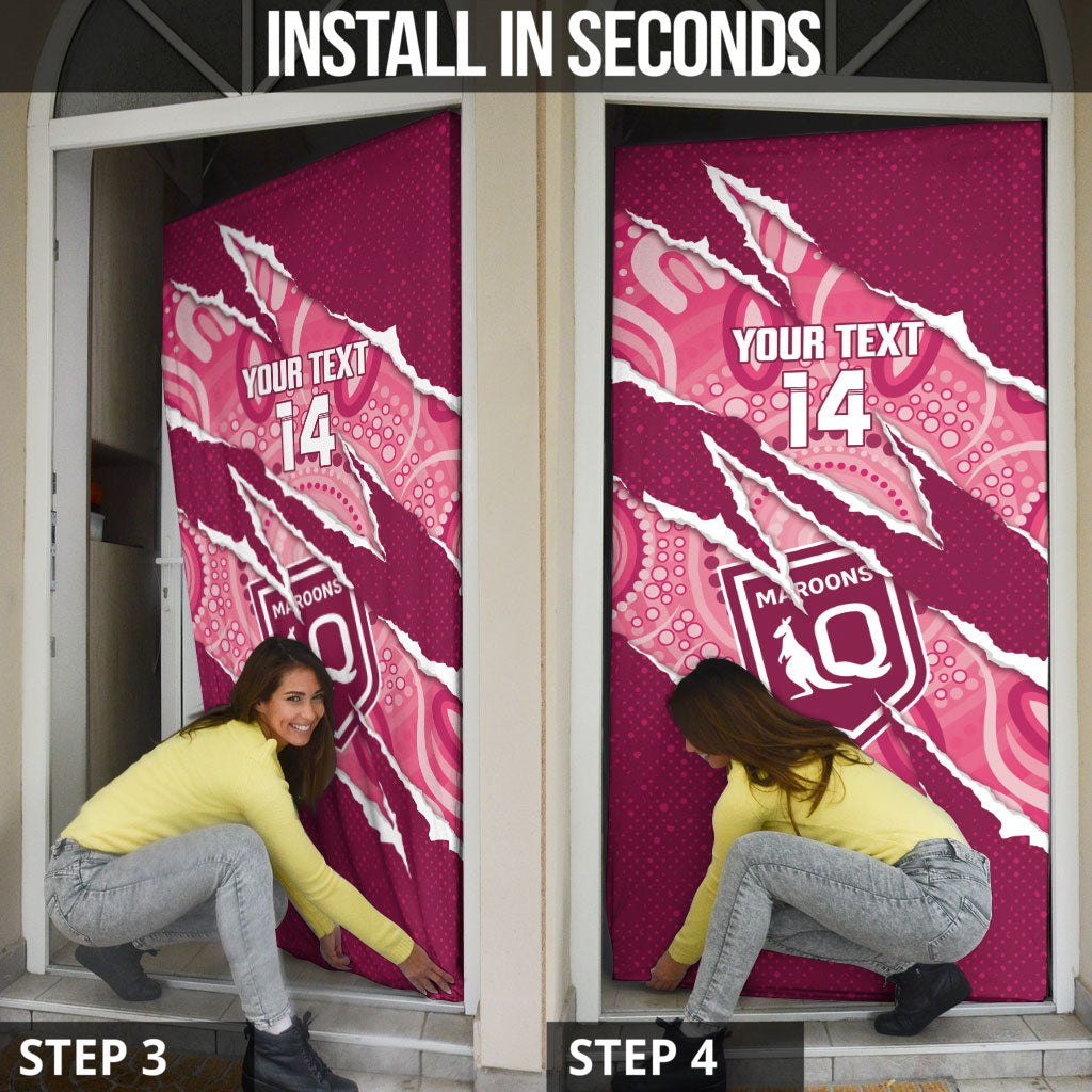 QLD Maroons Rugby Custom Door Cover Go Cane Toads Sporty Aboriginal Art