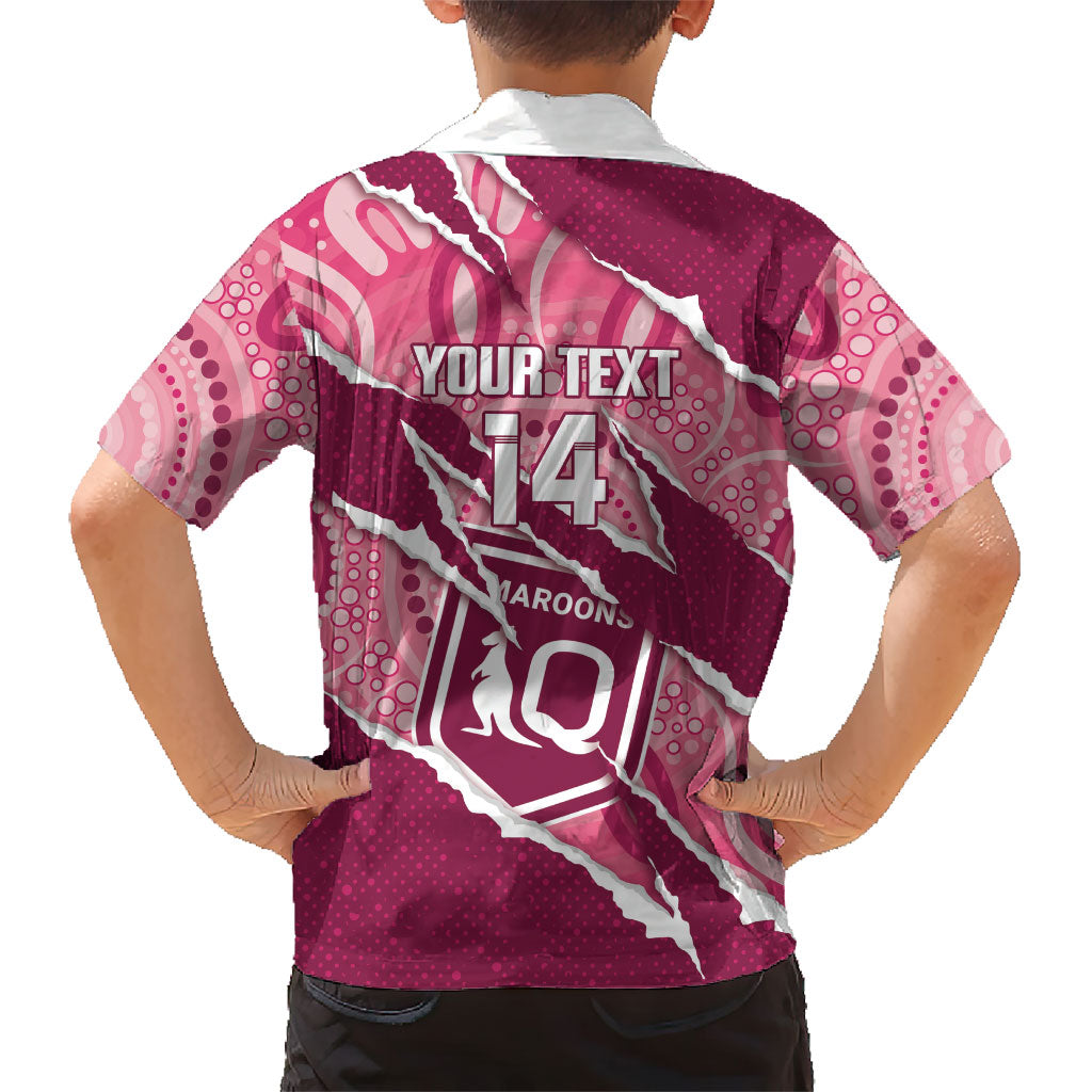 QLD Maroons Rugby Custom Family Matching Off Shoulder Maxi Dress and Hawaiian Shirt Go Cane Toads Sporty Aboriginal Art
