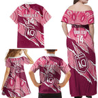 QLD Maroons Rugby Custom Family Matching Off Shoulder Maxi Dress and Hawaiian Shirt Go Cane Toads Sporty Aboriginal Art
