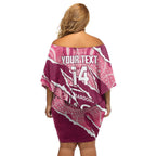 QLD Maroons Rugby Custom Family Matching Off Shoulder Short Dress and Hawaiian Shirt Go Cane Toads Sporty Aboriginal Art
