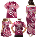QLD Maroons Rugby Custom Family Matching Puletasi and Hawaiian Shirt Go Cane Toads Sporty Aboriginal Art