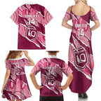 QLD Maroons Rugby Custom Family Matching Summer Maxi Dress and Hawaiian Shirt Go Cane Toads Sporty Aboriginal Art