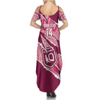 QLD Maroons Rugby Custom Family Matching Summer Maxi Dress and Hawaiian Shirt Go Cane Toads Sporty Aboriginal Art