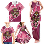 QLD Maroons Rugby Custom Family Matching Tank Maxi Dress and Hawaiian Shirt Go Cane Toads Sporty Aboriginal Art
