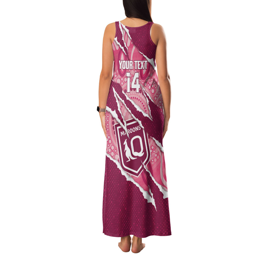 QLD Maroons Rugby Custom Family Matching Tank Maxi Dress and Hawaiian Shirt Go Cane Toads Sporty Aboriginal Art