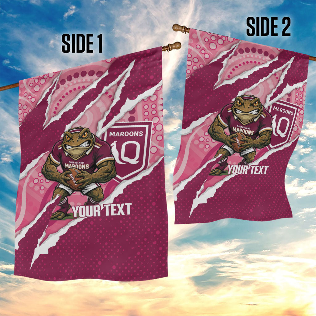 QLD Maroons Rugby Custom Garden Flag Go Cane Toads Sporty Aboriginal Art
