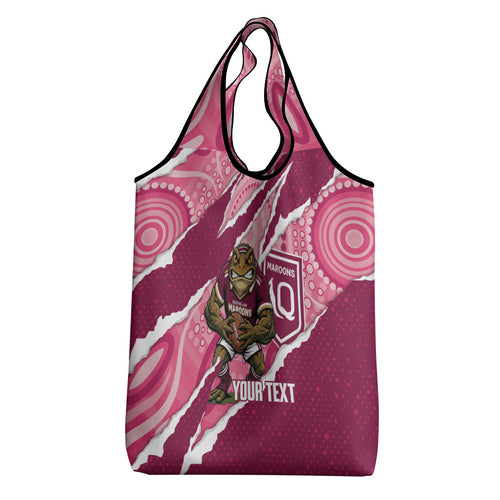 QLD Maroons Rugby Custom Grocery Bag Go Cane Toads Sporty Aboriginal Art