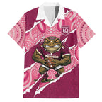 QLD Maroons Rugby Custom Hawaiian Shirt Go Cane Toads Sporty Aboriginal Art