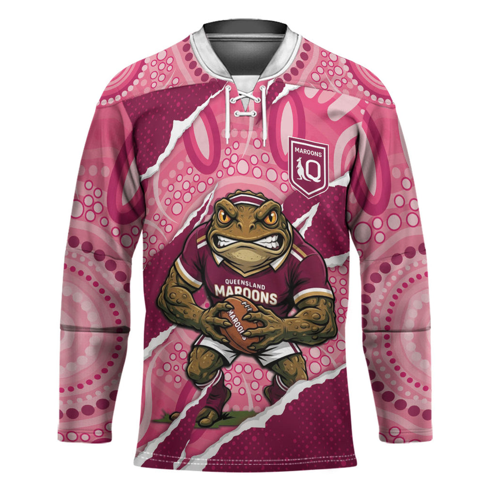QLD Maroons Rugby Custom Hockey Jersey Go Cane Toads Sporty Aboriginal Art