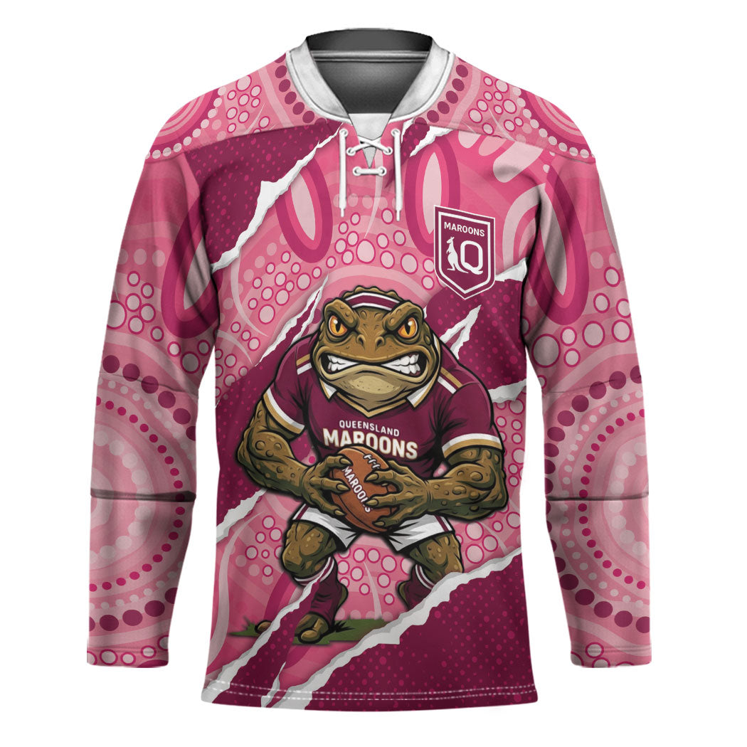 QLD Maroons Rugby Custom Hockey Jersey Go Cane Toads Sporty Aboriginal Art