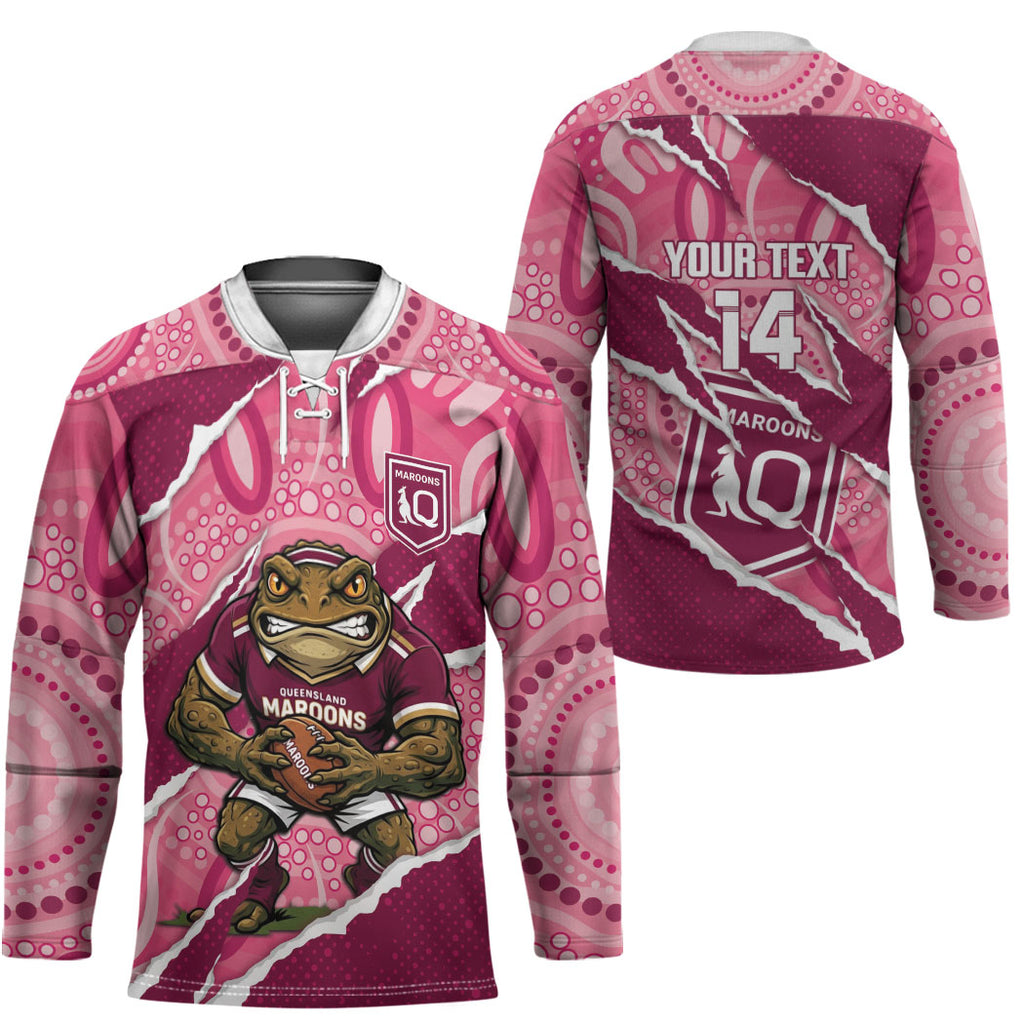 QLD Maroons Rugby Custom Hockey Jersey Go Cane Toads Sporty Aboriginal Art