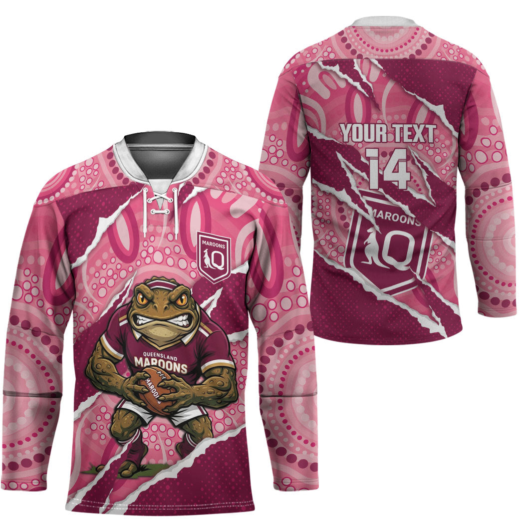 QLD Maroons Rugby Custom Hockey Jersey Go Cane Toads Sporty Aboriginal Art