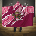 QLD Maroons Rugby Custom Hooded Blanket Go Cane Toads Sporty Aboriginal Art