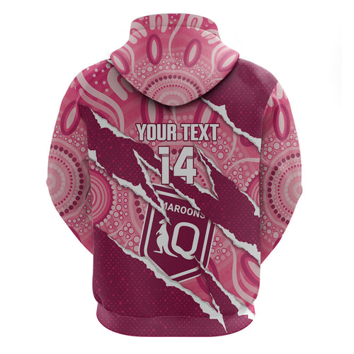 QLD Maroons Rugby Custom Hoodie Go Cane Toads Sporty Aboriginal Art
