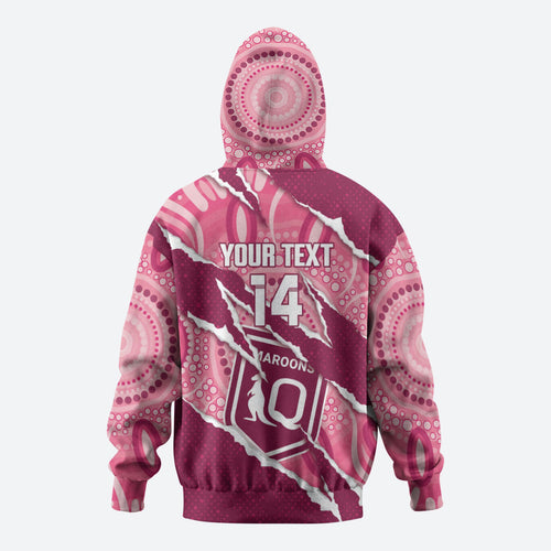 QLD Maroons Rugby Custom Hoodie Go Cane Toads Sporty Aboriginal Art
