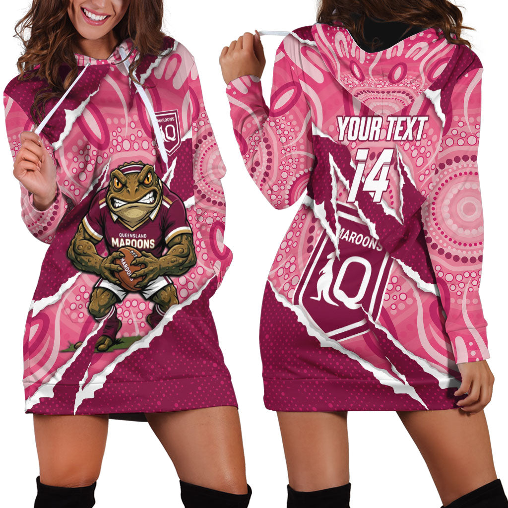 QLD Maroons Rugby Custom Hoodie Dress Go Cane Toads Sporty Aboriginal Art