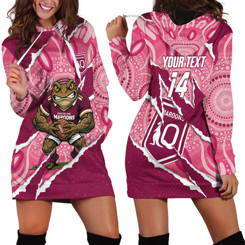 QLD Maroons Rugby Custom Hoodie Dress Go Cane Toads Sporty Aboriginal Art