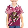 QLD Maroons Rugby Custom Kid Hawaiian Shirt Go Cane Toads Sporty Aboriginal Art