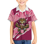 QLD Maroons Rugby Custom Kid Hawaiian Shirt Go Cane Toads Sporty Aboriginal Art