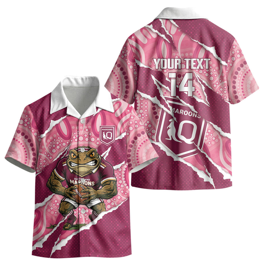 QLD Maroons Rugby Custom Kid Hawaiian Shirt Go Cane Toads Sporty Aboriginal Art LT14