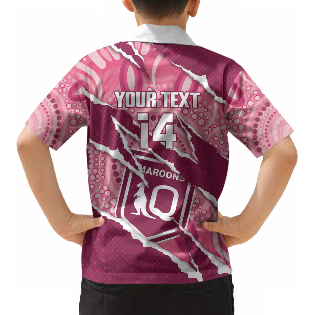 QLD Maroons Rugby Custom Kid Hawaiian Shirt Go Cane Toads Sporty Aboriginal Art LT14