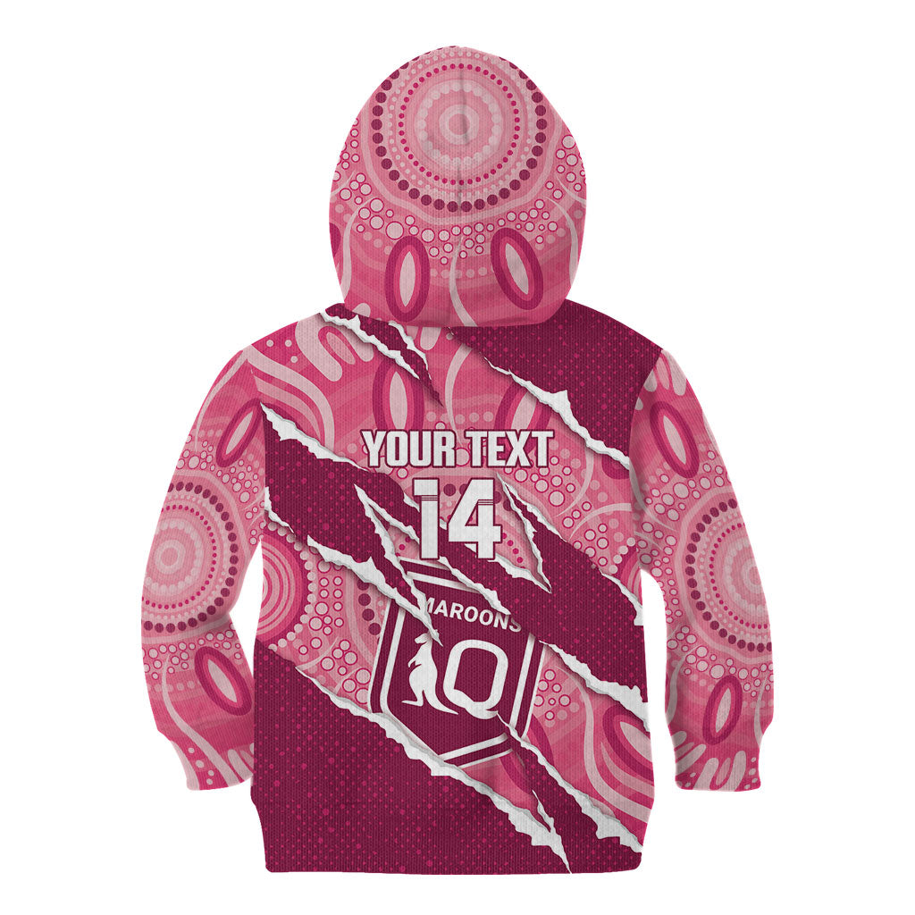 QLD Maroons Rugby Custom Kid Hoodie Go Cane Toads Sporty Aboriginal Art