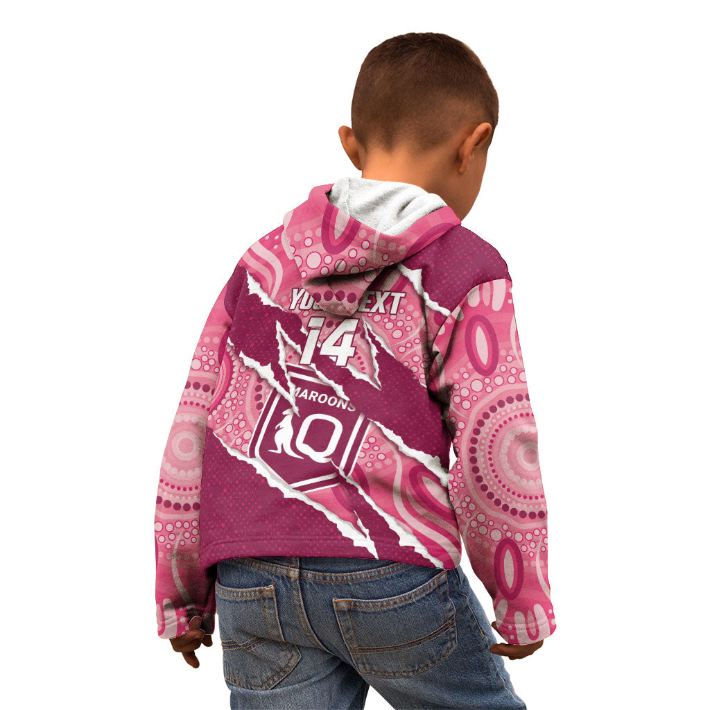 QLD Maroons Rugby Custom Kid Hoodie Go Cane Toads Sporty Aboriginal Art