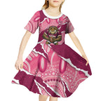 QLD Maroons Rugby Custom Kid Short Sleeve Dress Go Cane Toads Sporty Aboriginal Art