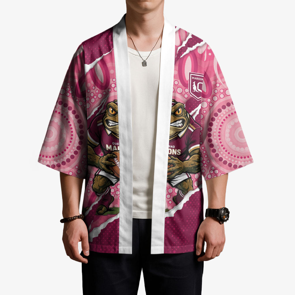 QLD Maroons Rugby Custom Kimono Go Cane Toads Sporty Aboriginal Art