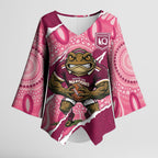 QLD Maroons Rugby Custom Kimono Sleeve Blouse Go Cane Toads Sporty Aboriginal Art