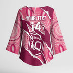 QLD Maroons Rugby Custom Kimono Sleeve Blouse Go Cane Toads Sporty Aboriginal Art