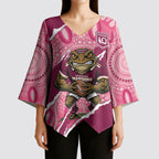 QLD Maroons Rugby Custom Kimono Sleeve Blouse Go Cane Toads Sporty Aboriginal Art