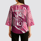 QLD Maroons Rugby Custom Kimono Sleeve Blouse Go Cane Toads Sporty Aboriginal Art
