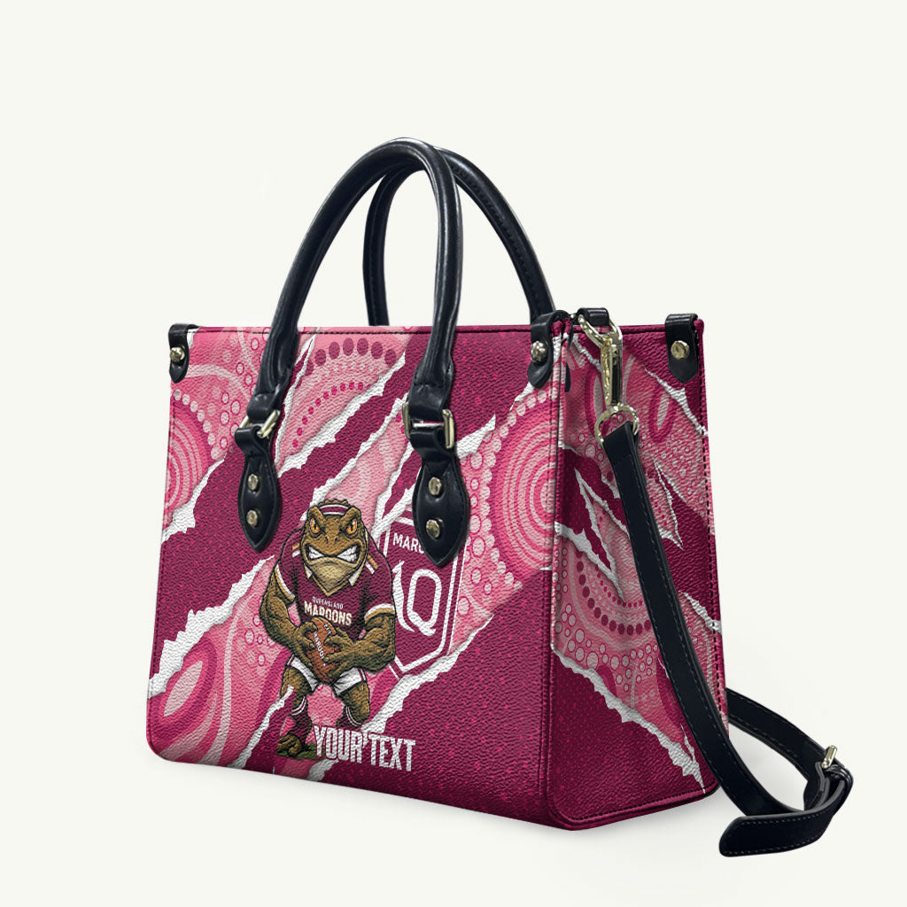 QLD Maroons Rugby Custom Leather Bag Go Cane Toads Sporty Aboriginal Art