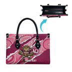 QLD Maroons Rugby Custom Leather Bag Go Cane Toads Sporty Aboriginal Art