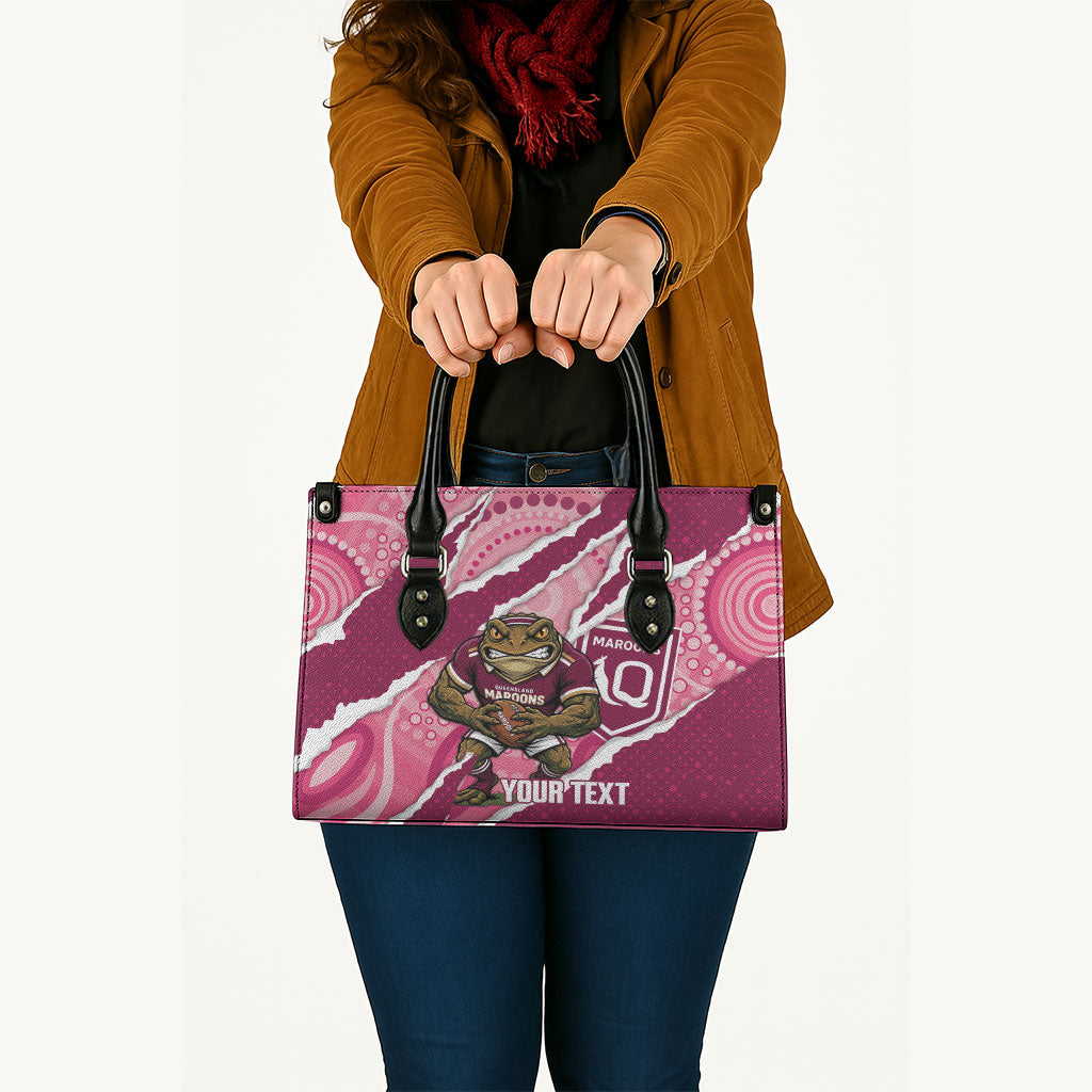 QLD Maroons Rugby Custom Leather Bag Go Cane Toads Sporty Aboriginal Art