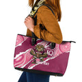 QLD Maroons Rugby Custom Leather Tote Bag Go Cane Toads Sporty Aboriginal Art