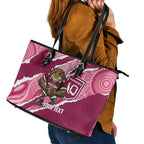 QLD Maroons Rugby Custom Leather Tote Bag Go Cane Toads Sporty Aboriginal Art
