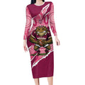 QLD Maroons Rugby Custom Long Sleeve Bodycon Dress Go Cane Toads Sporty Aboriginal Art