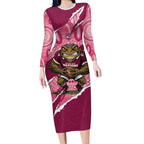 QLD Maroons Rugby Custom Long Sleeve Bodycon Dress Go Cane Toads Sporty Aboriginal Art
