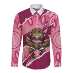 QLD Maroons Rugby Custom Long Sleeve Button Shirt Go Cane Toads Sporty Aboriginal Art