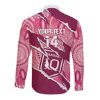 QLD Maroons Rugby Custom Long Sleeve Button Shirt Go Cane Toads Sporty Aboriginal Art