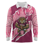 QLD Maroons Rugby Custom Long Sleeve Polo Shirt Go Cane Toads Sporty Aboriginal Art
