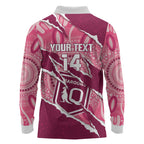 QLD Maroons Rugby Custom Long Sleeve Polo Shirt Go Cane Toads Sporty Aboriginal Art